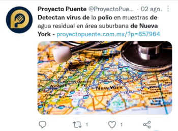 Detectan virus de polio
