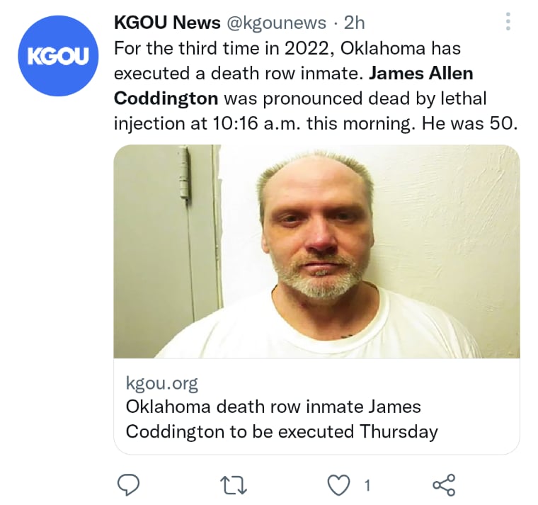 Execution James Coddington Oklahoma