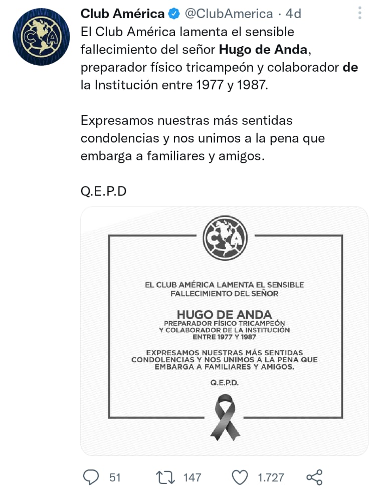 Confirman muerte del exjugador del América