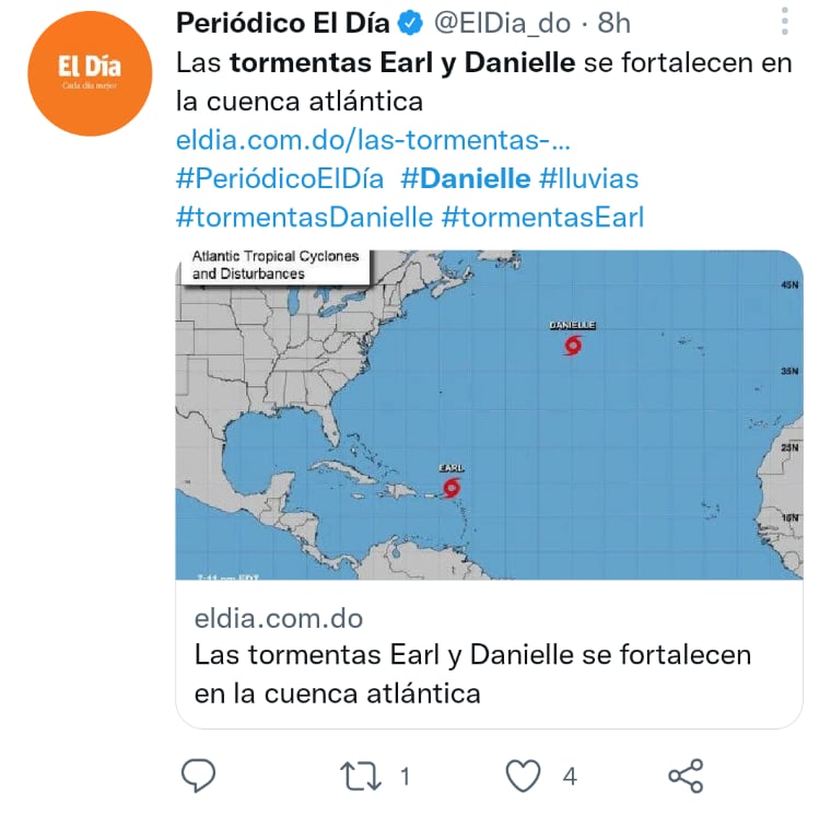 Tormenta Earl y Danielle
