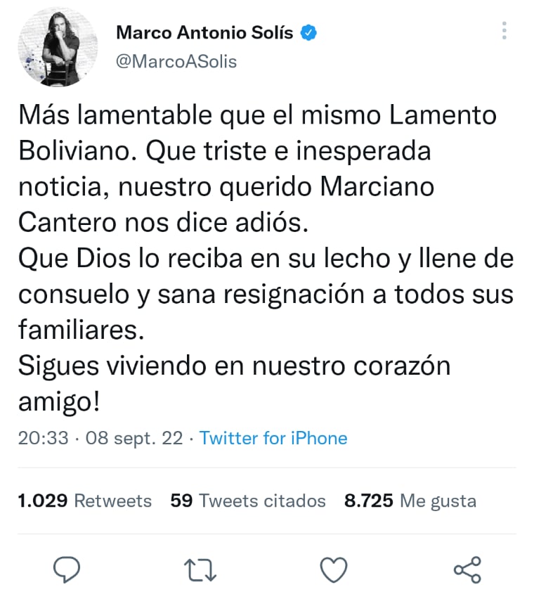Marco Antonio Solís luto