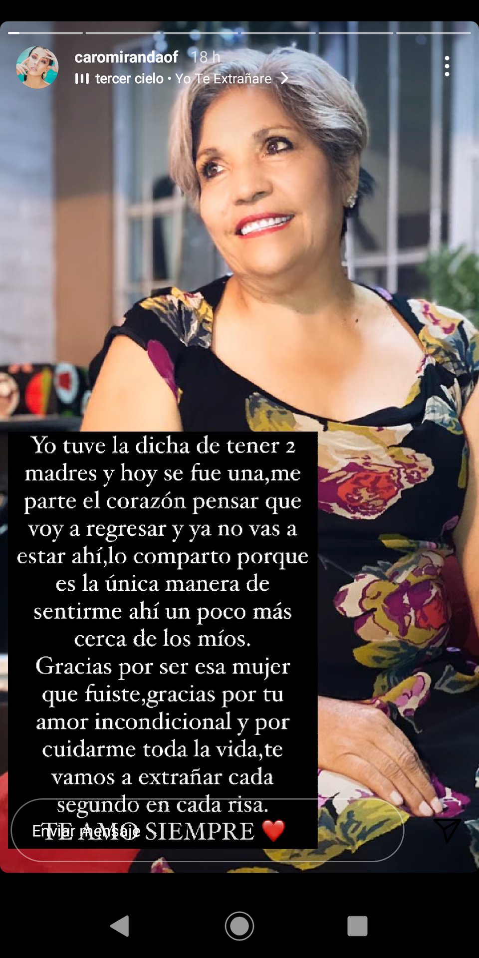 Carolina Miranda de luto.