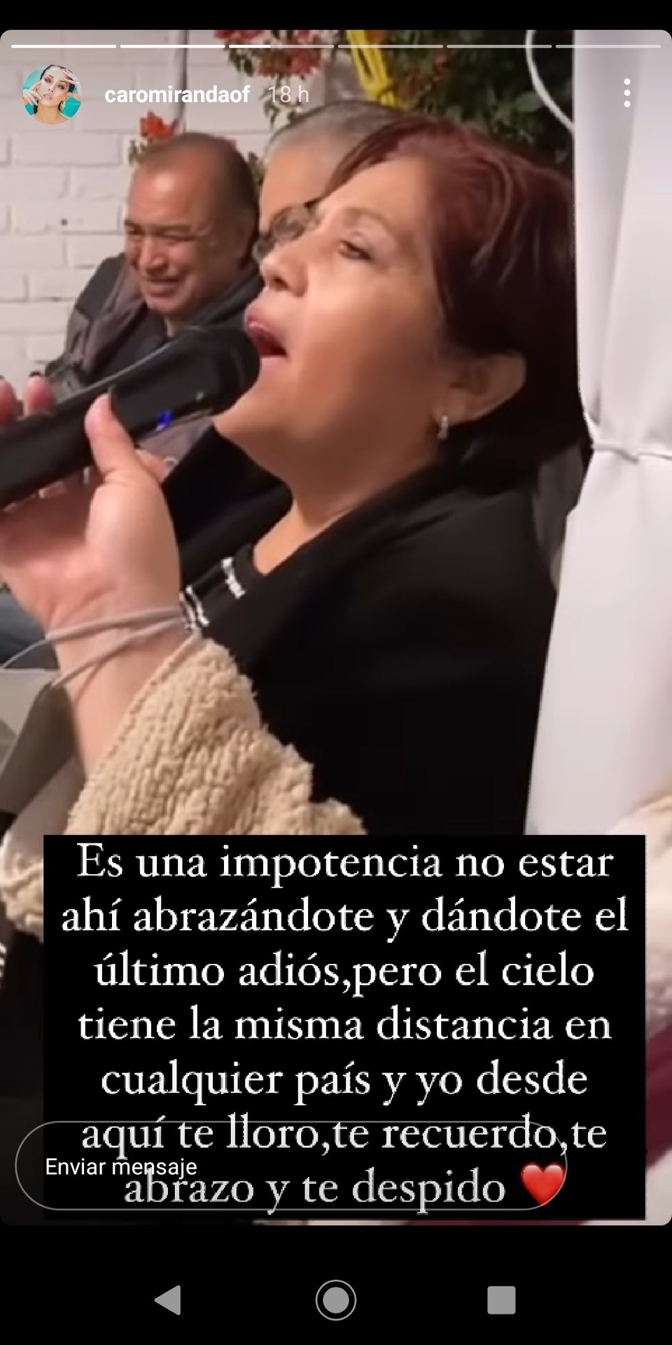 Carolina Miranda de luto.