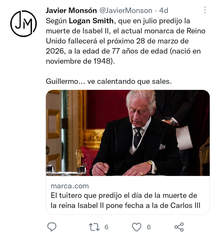 Man predicted queen death