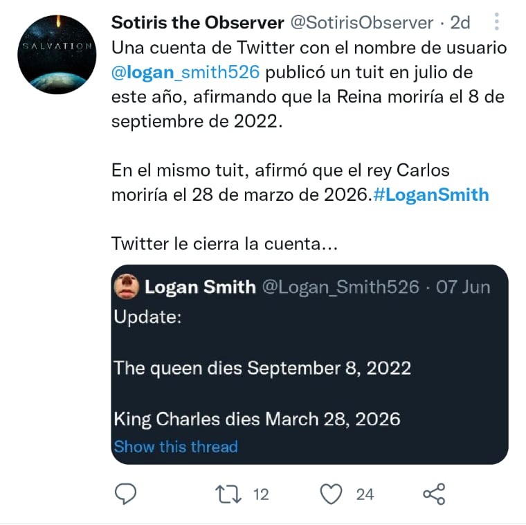 Man predicted queen death