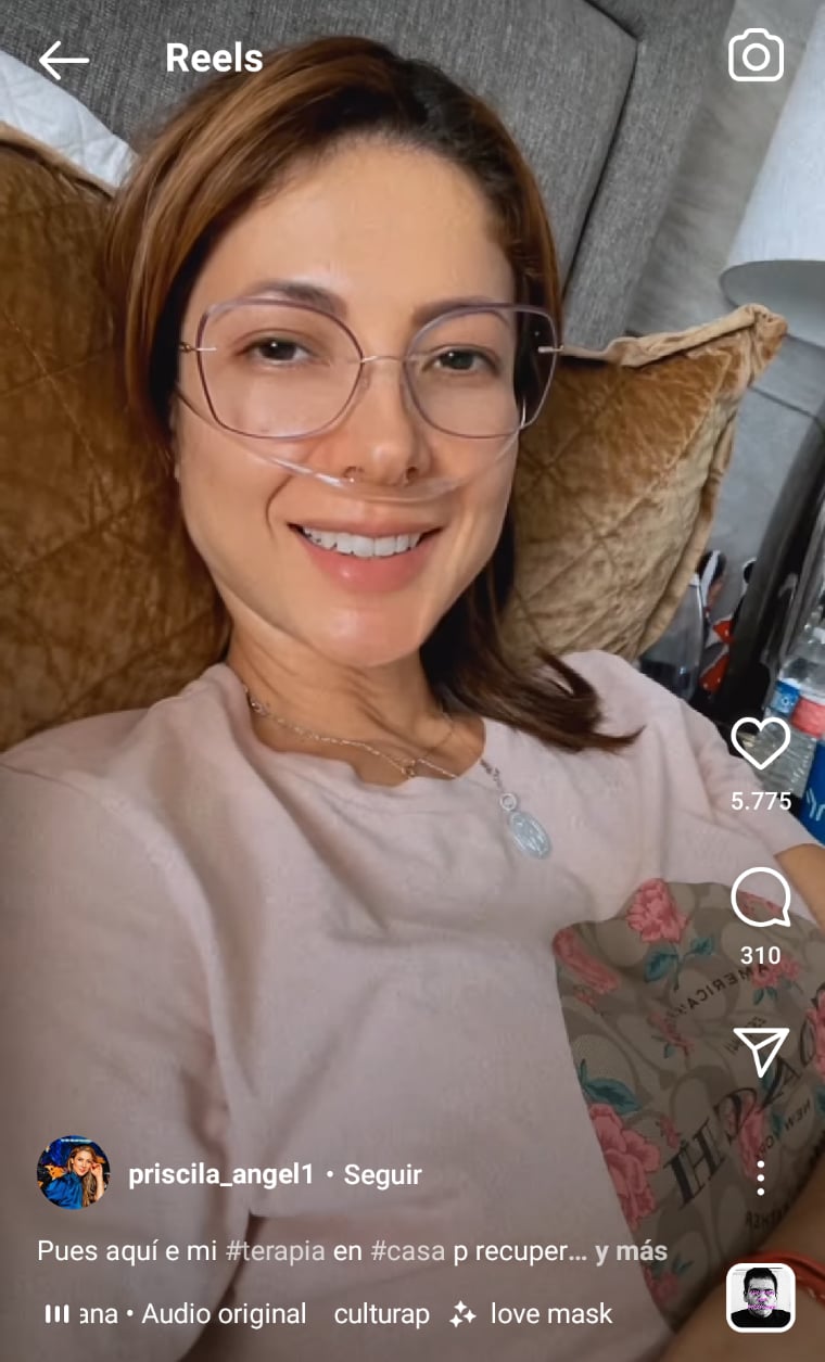 Priscila Ángel tanque oxígeno