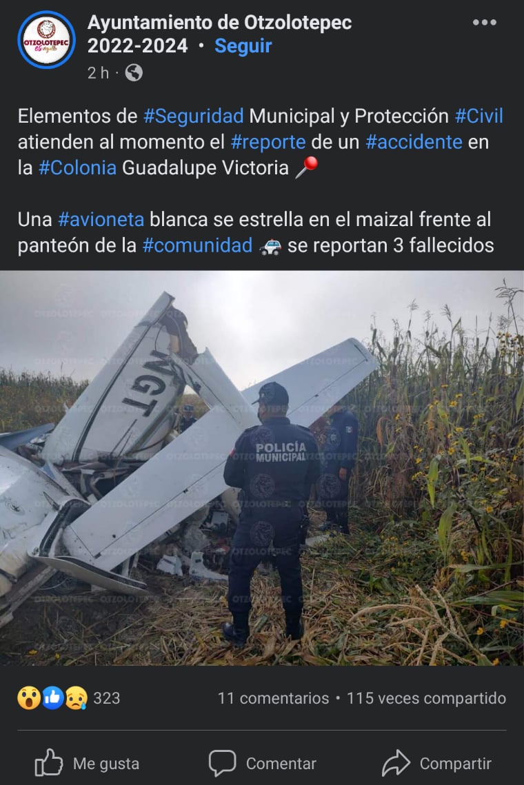 Caída de avión México