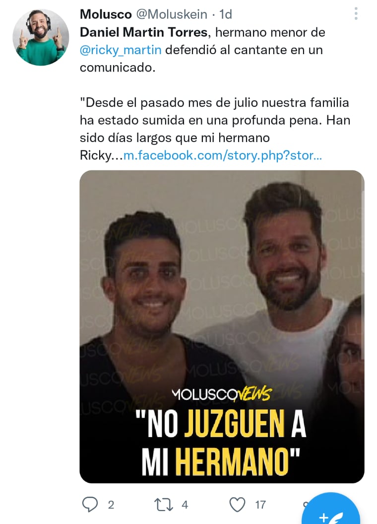Younger brother Ricky Martin