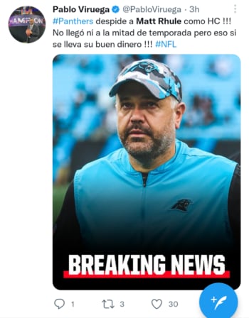 Panthers despiden Matt Rhule