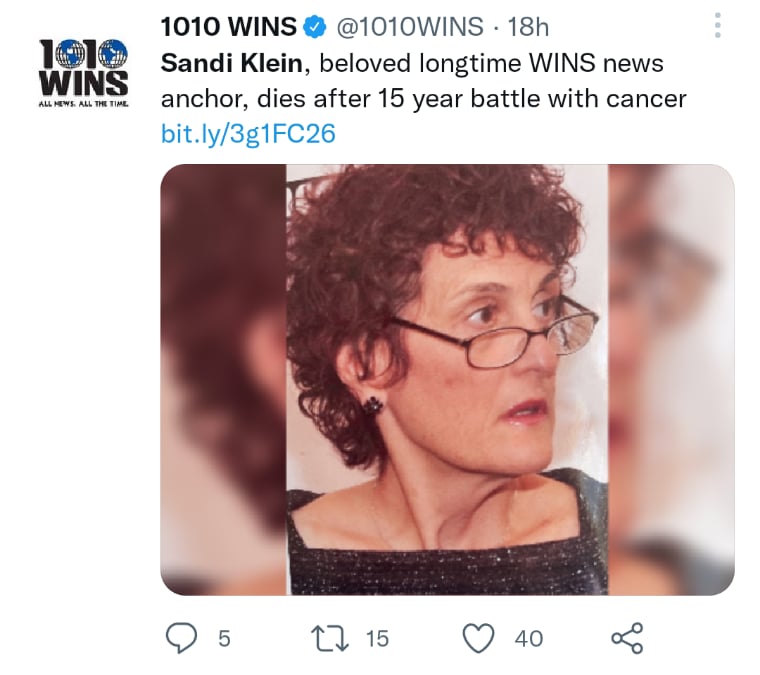 Anchor Sandi Klein dies