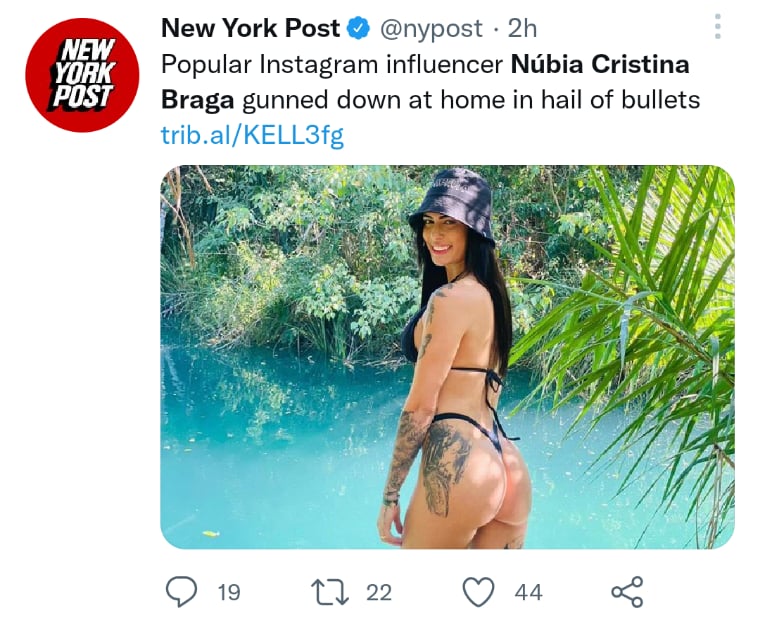Gunshots kill Núbia Braga