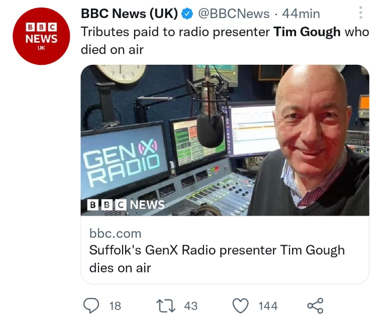 Muere locutor Tim Gough