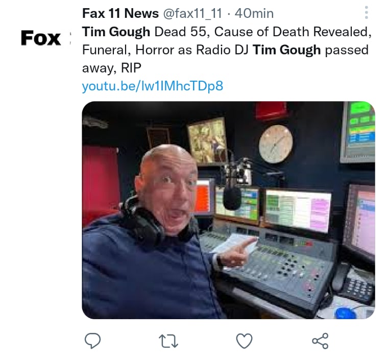 Muere locutor Tim Gough