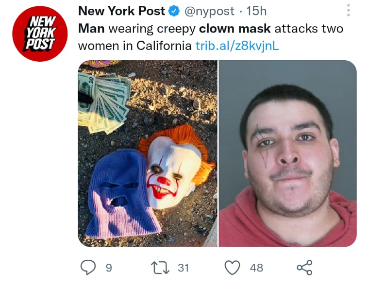 Hispano máscara payaso arrestado