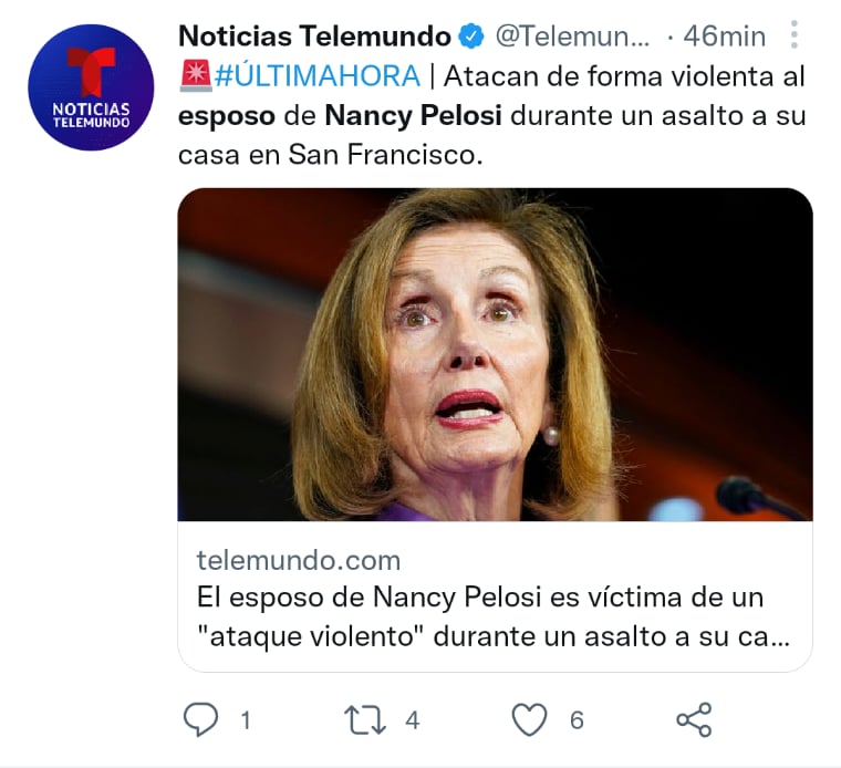 Atacan esposo Nancy Pelosi