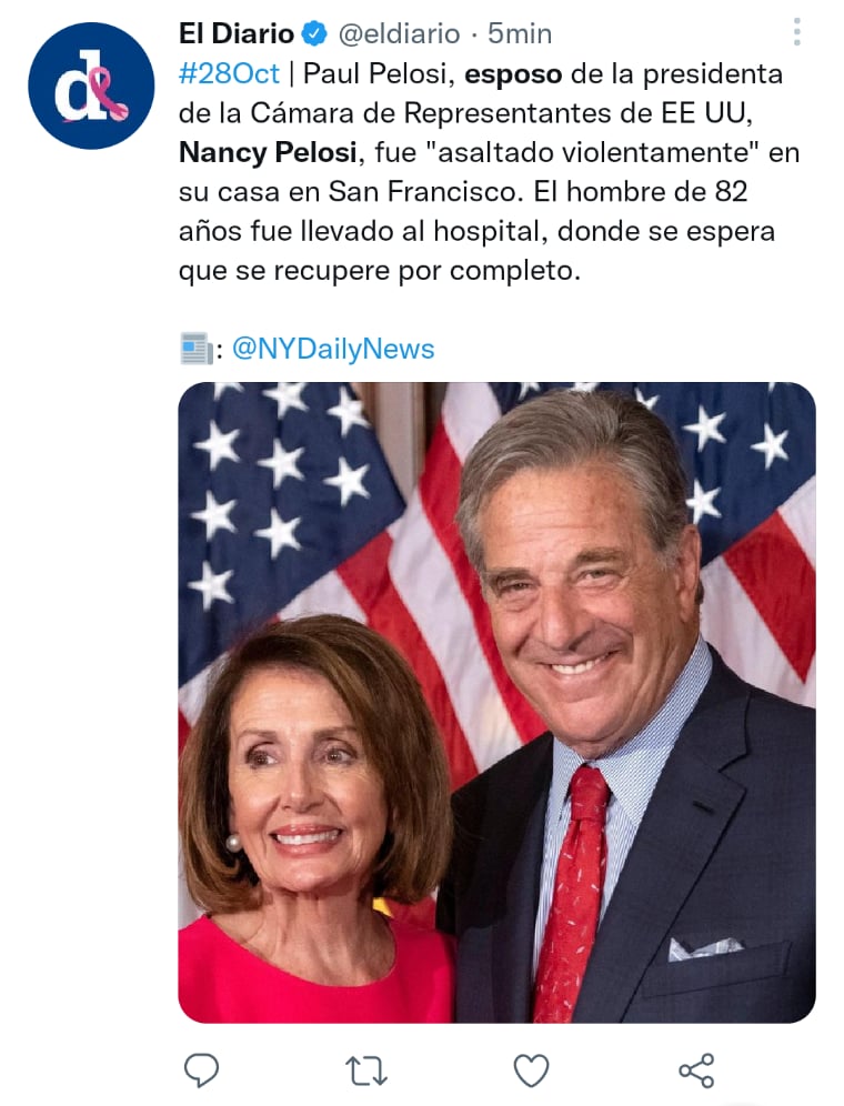 Atacan esposo Nancy Pelosi