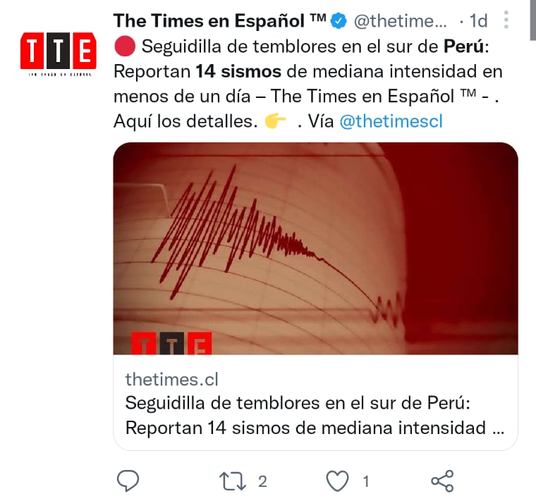 14 sismos en Perú