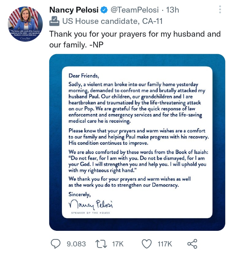 Nancy Pelosi rompe silencio