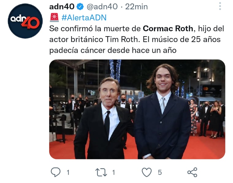 Muere cantante Cormac Roth