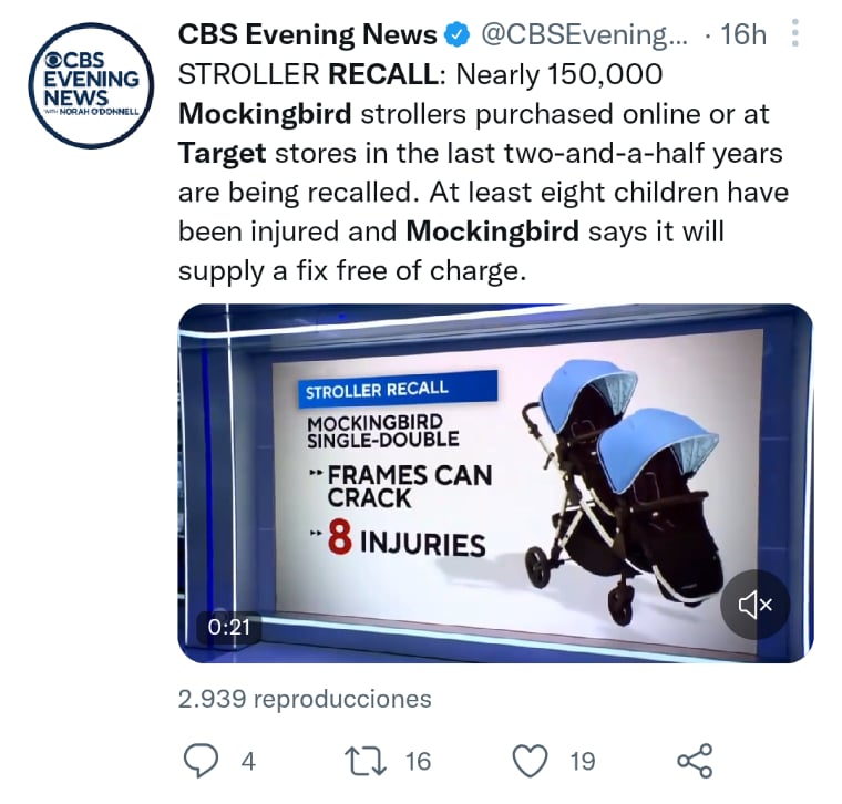 Recall cochecitos tienda Target