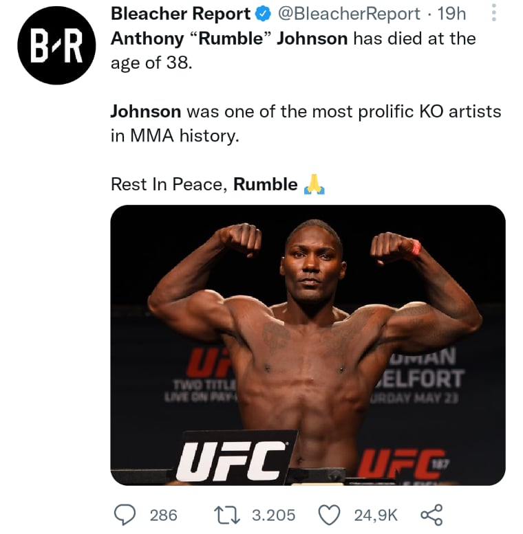 Muerte Anthony Rumble Johnson