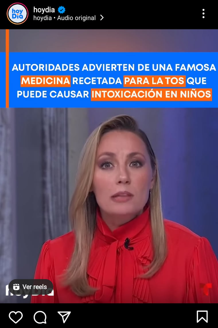 Intoxicaciones infantiles medicamento tos