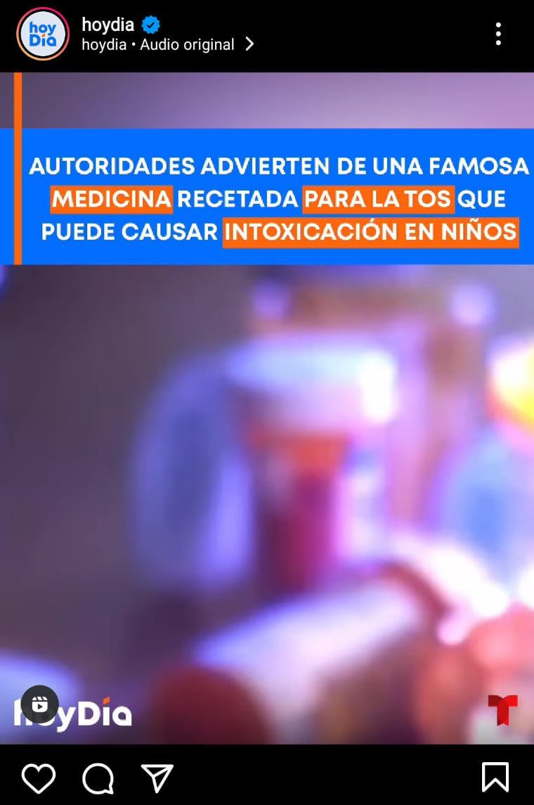 Intoxicaciones infantiles medicamento tos