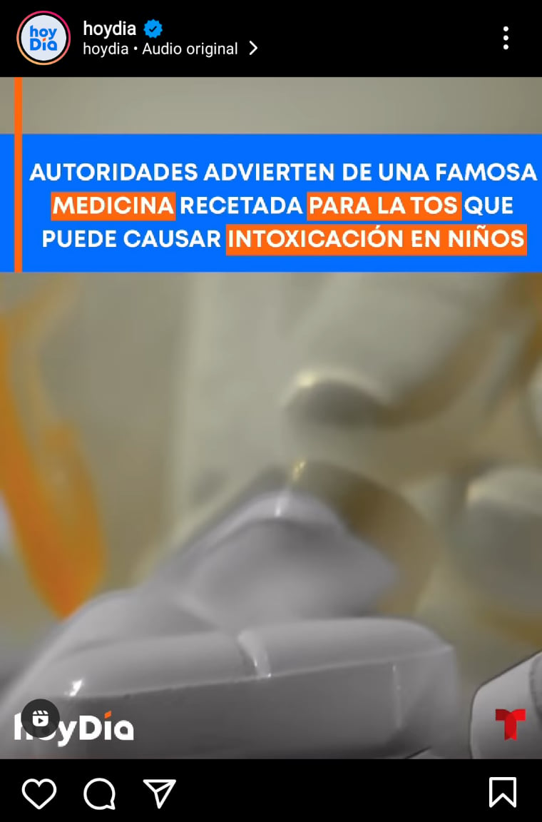 Pequeños menores de 2 añitos se han visto afectados tras consumo de benzonatato