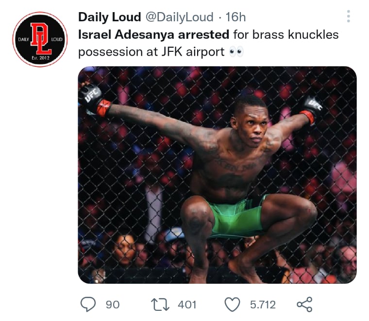 Arrestan luchador Israel Adesanya