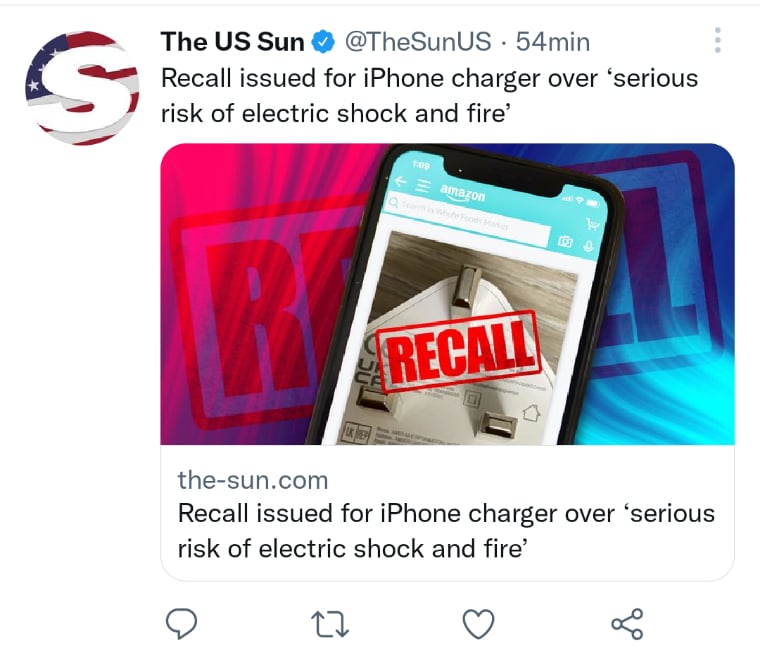 Recall cargador de iPhone