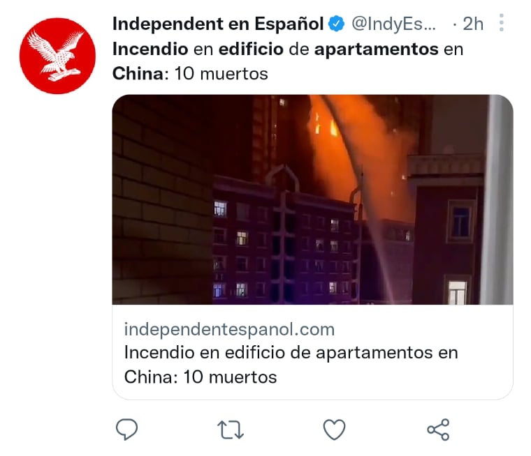 Incendio en edificio China