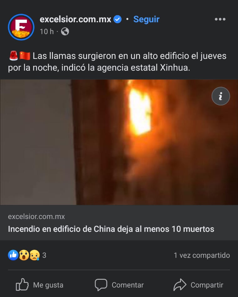 Incendio en edificio China