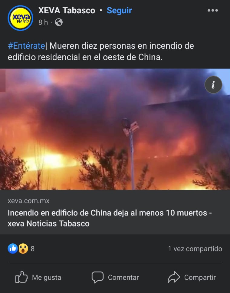 Incendio en edificio China