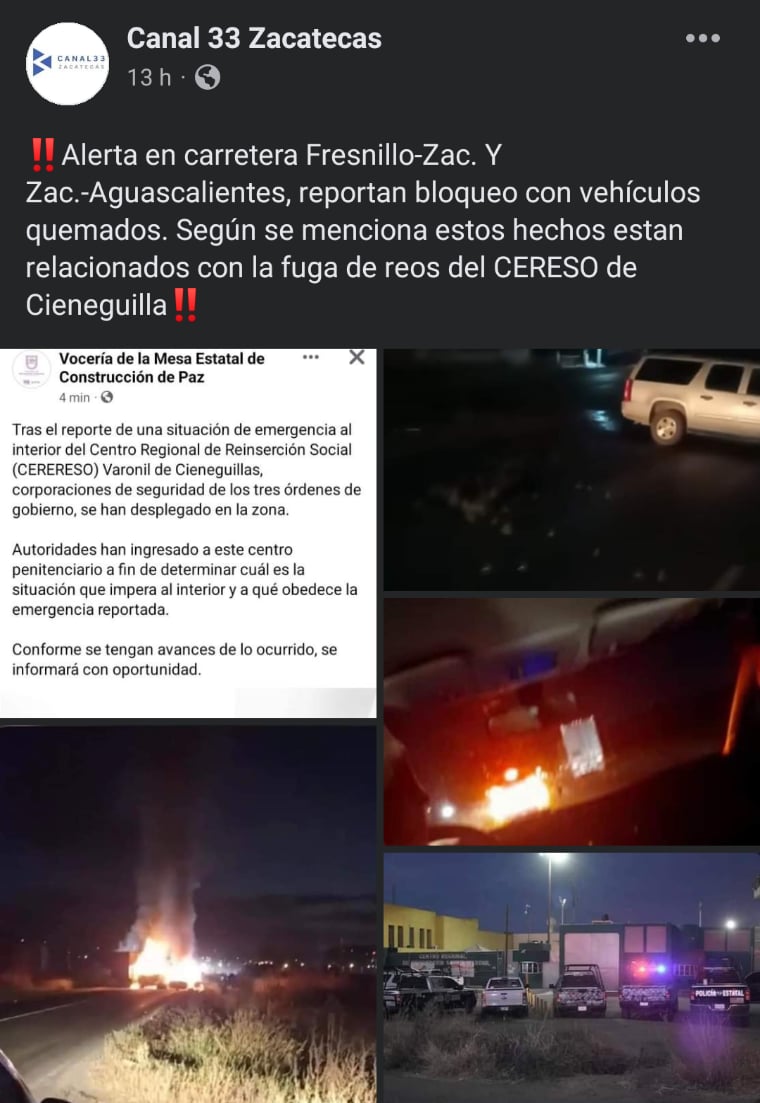 Emiten alerta ataques Zacatecas