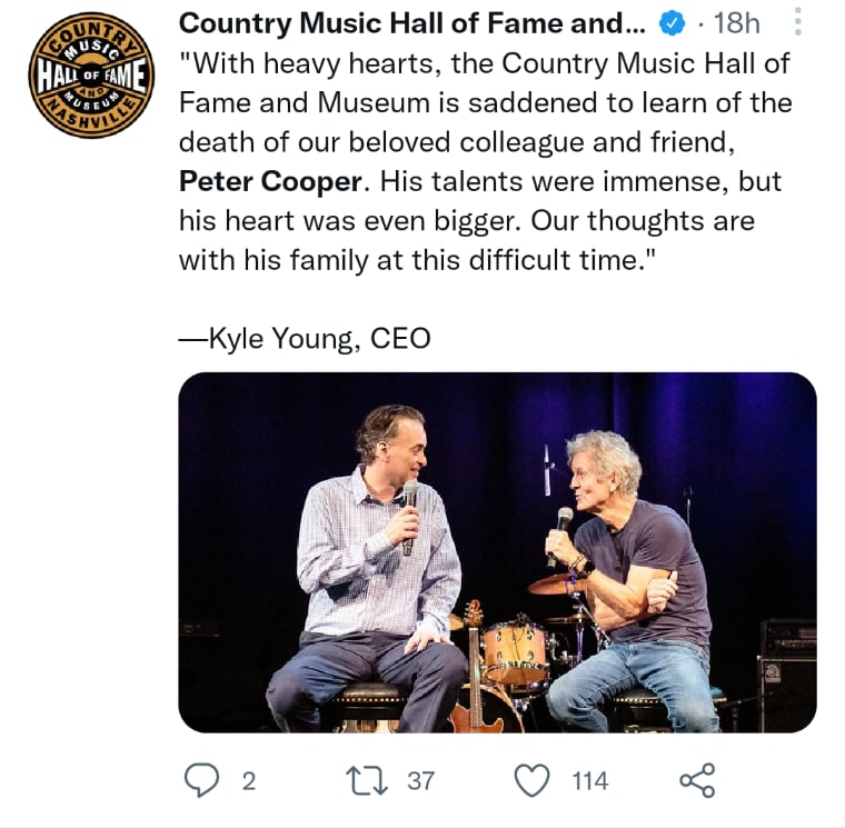 Muere músico Peter Cooper