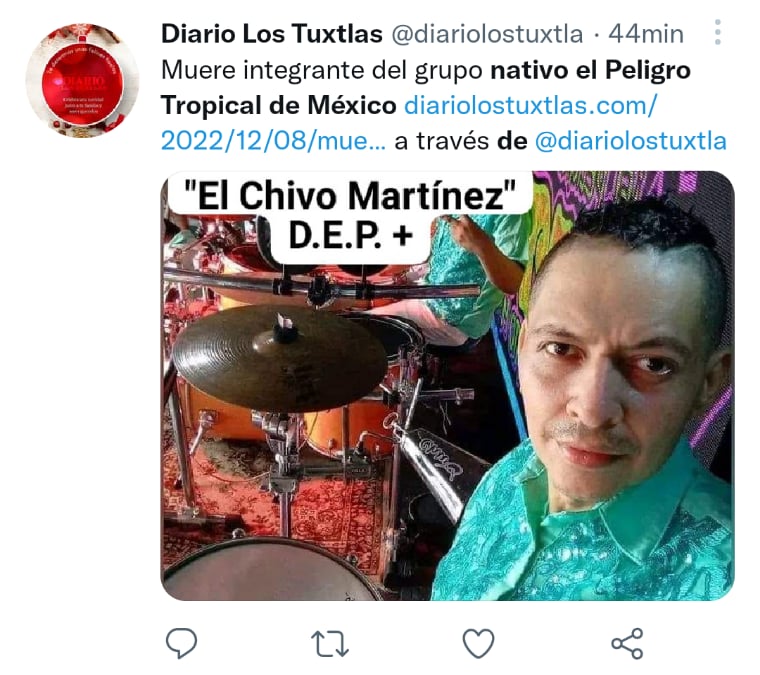 Muere músico mexicano infarto