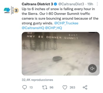 Fuertes nevadas azotan California