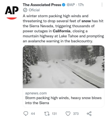 Fuertes nevadas azotan California