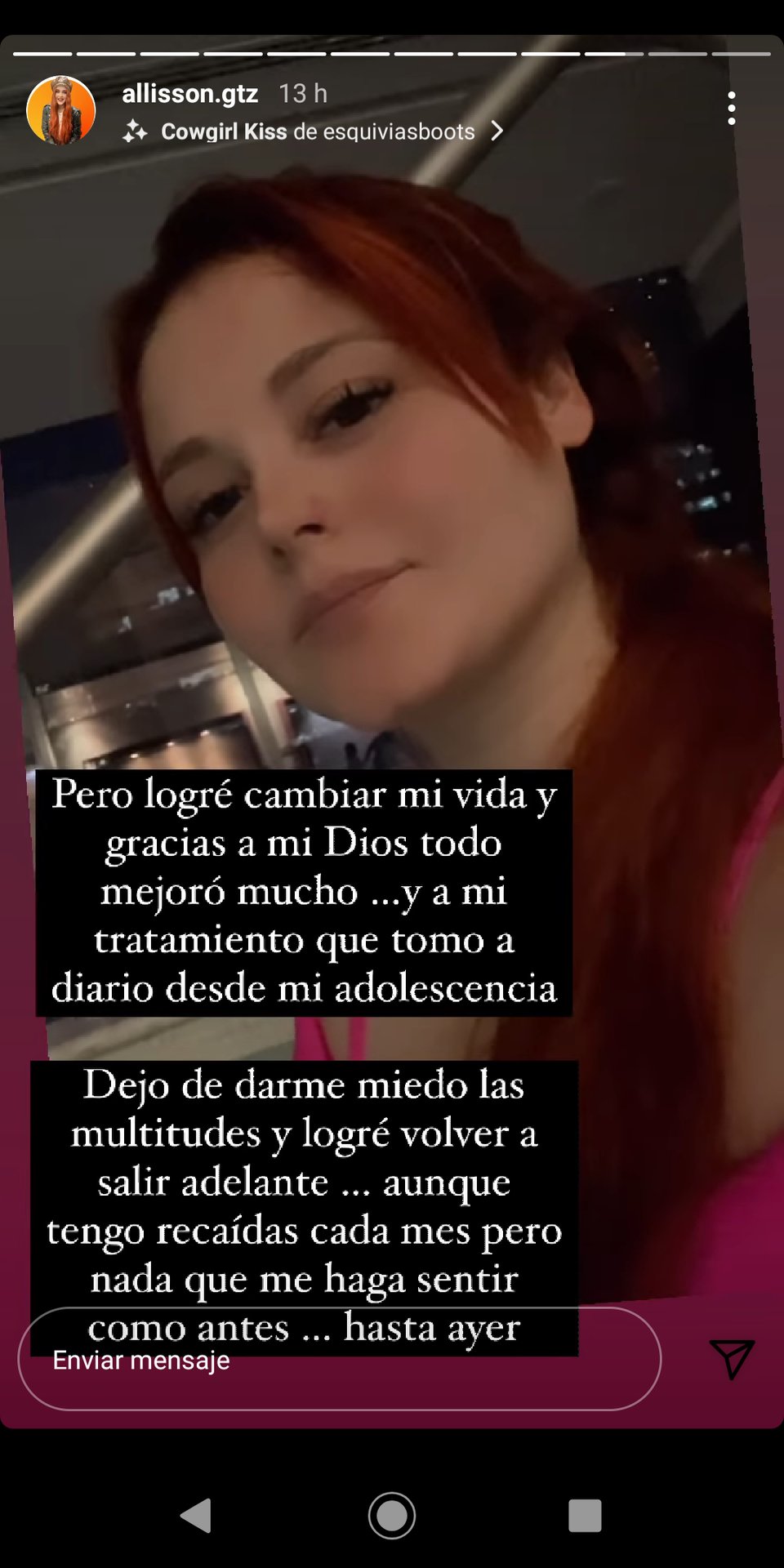 manda un mensaje de apoyo a aquellos que sufren la misma enfermedad