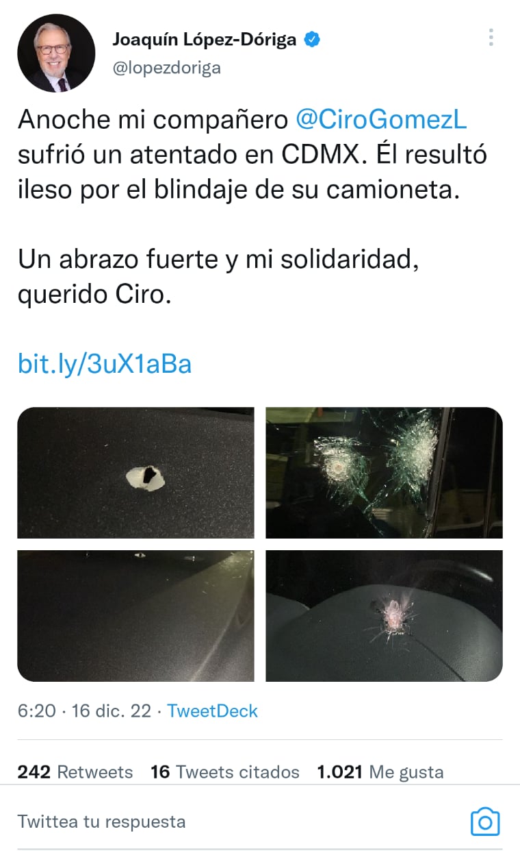 "Alguien me quiso matar anoche"