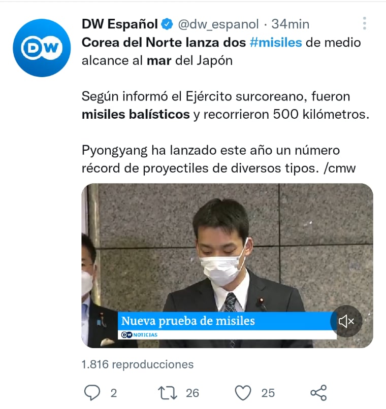 Norcorea prueba misiles tras protesta por una nueva estrategia de seguridad en Japón