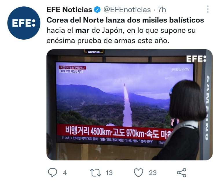 Corea del Norte dispara