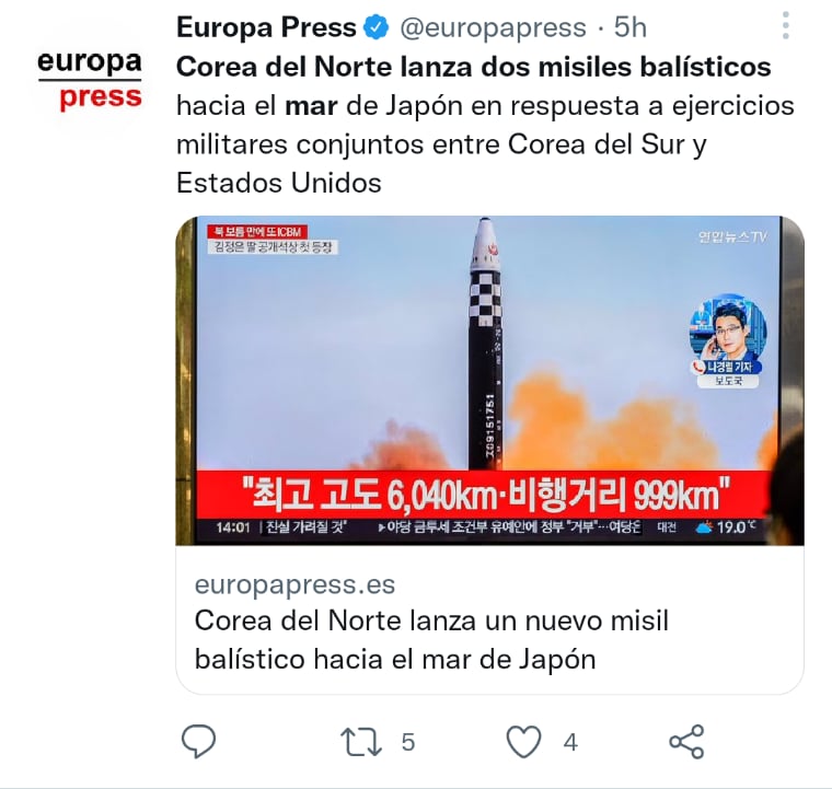Corea del Norte dispara