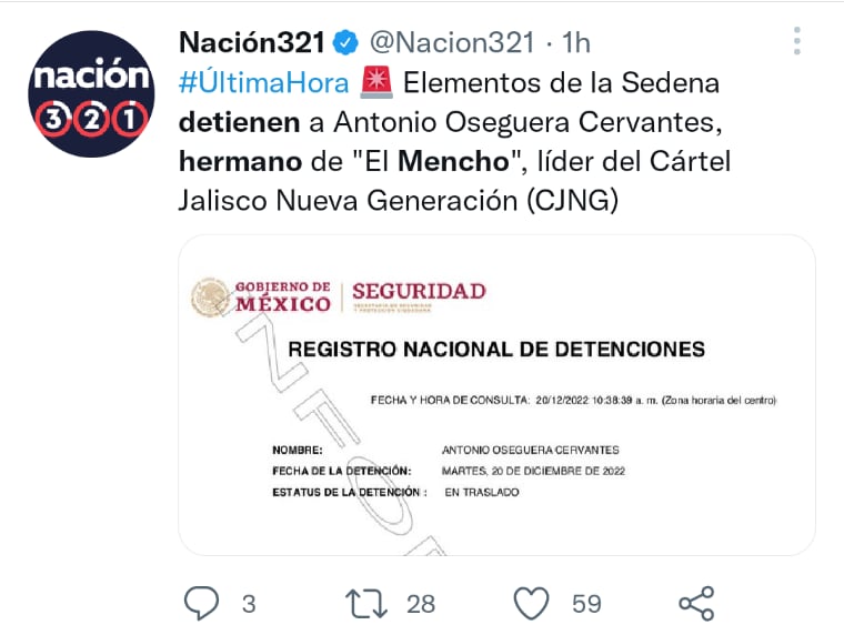 Detienen hermano El Mencho