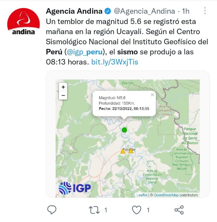 Sismo Perú magnitud 5.6