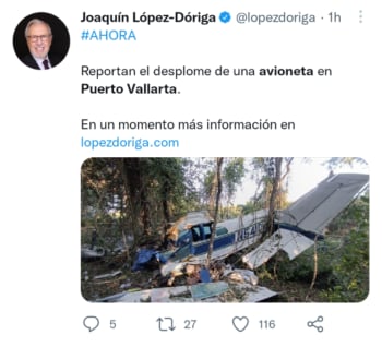 Desploma avioneta Puerto Vallarta.