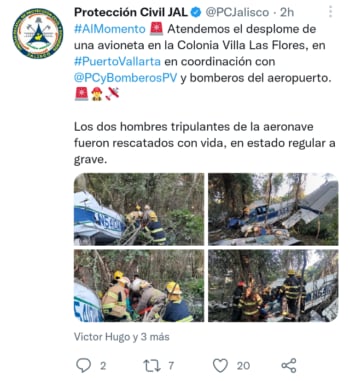 Desploma avioneta Puerto Vallarta.
