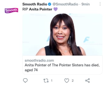 Muere cantante Anita Pointer