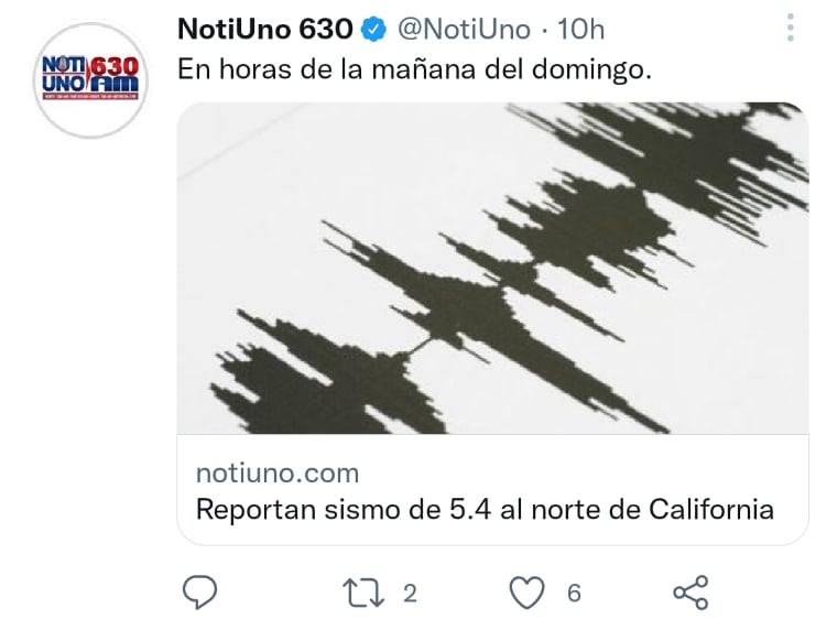 Sismo California magnitud 5.4