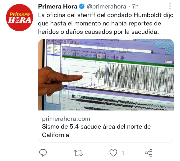 Sismo California magnitud 5.4